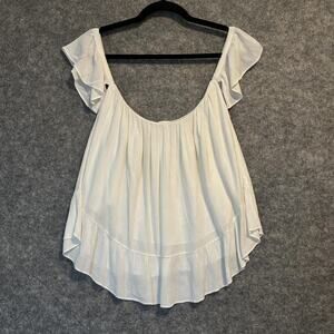 MISA Top Womens Medium White Ruffle Tiered Boho Blouse Los Angeles USA